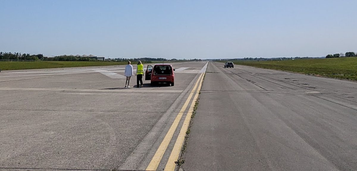Test vehicle on a runway