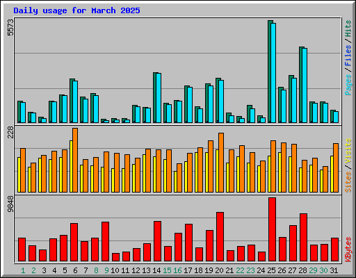 Daily usage for March 2025